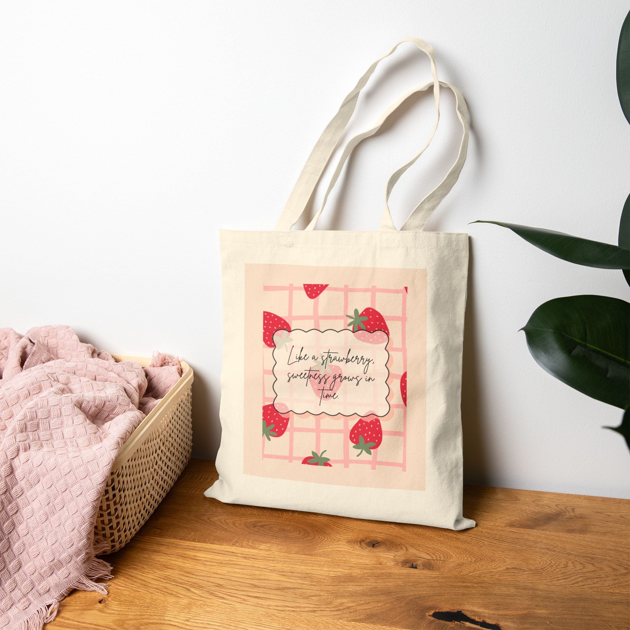Strawberry Wild Cotton Tote Bag